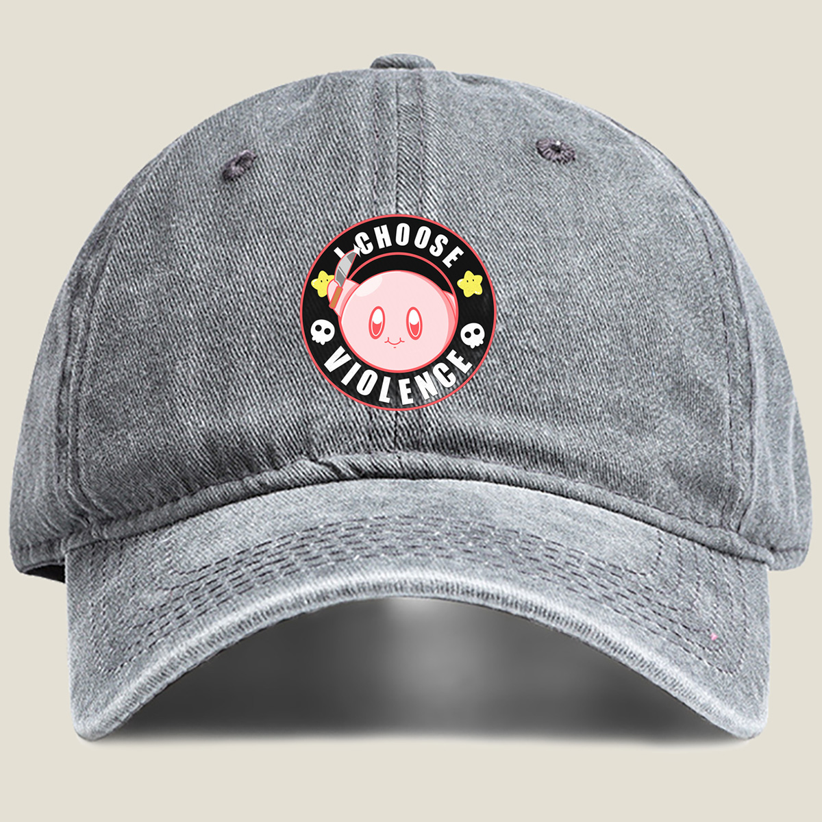 Kirby I Choose Violence - Washed Denim - Baseball Cap