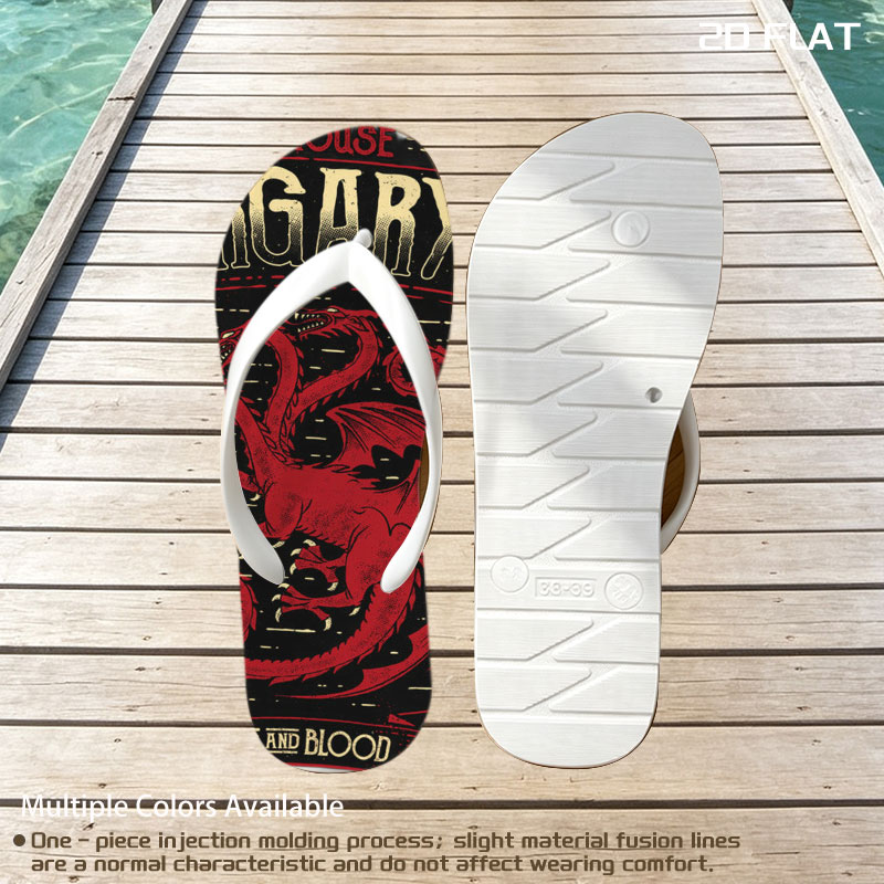 House Targaryen - Fire and Blood, Three-Headed Dragon Symbol -  flip-flops