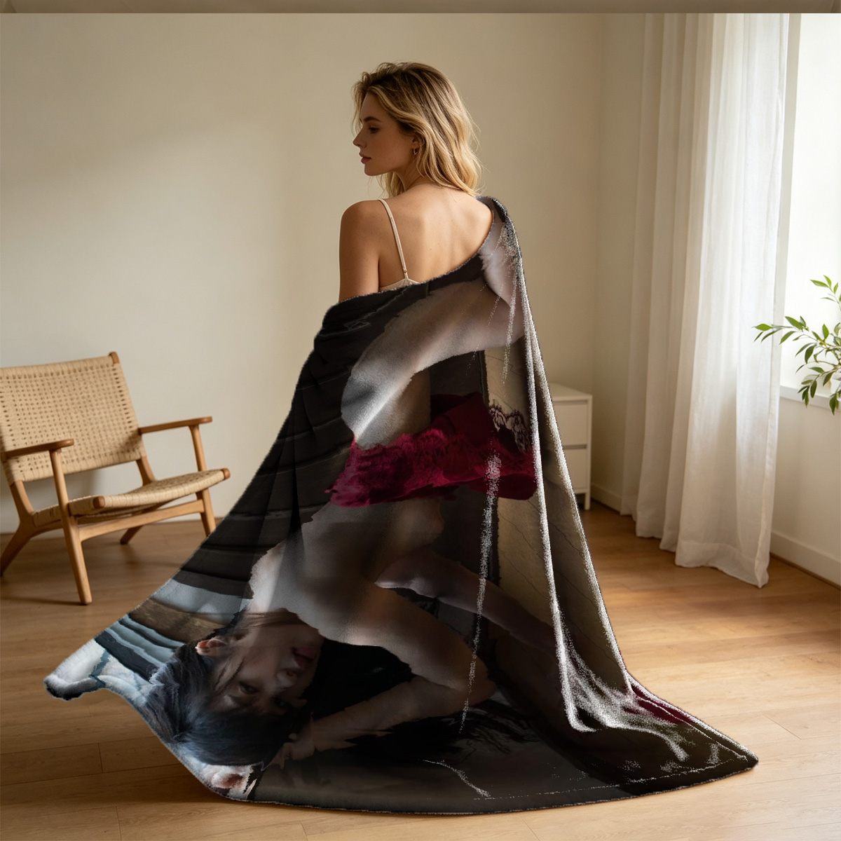 MetArt X - Melena A in Grey Lingerie on Armchair - Blanket