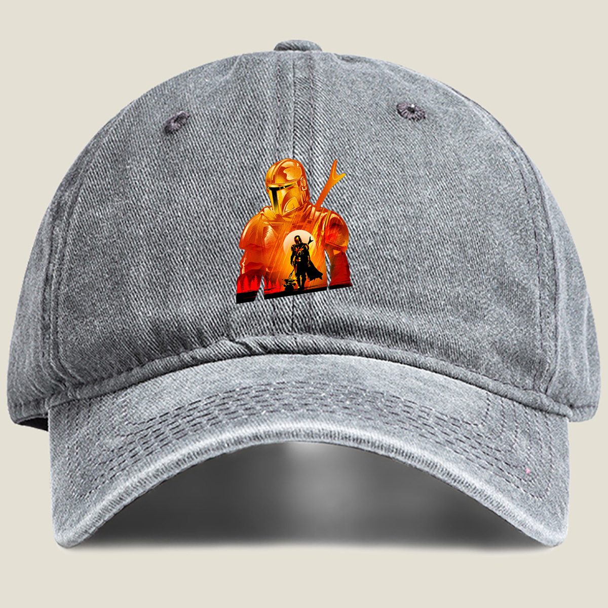 The Mandalorian and the Child in a Fiery Encounter - Hat
