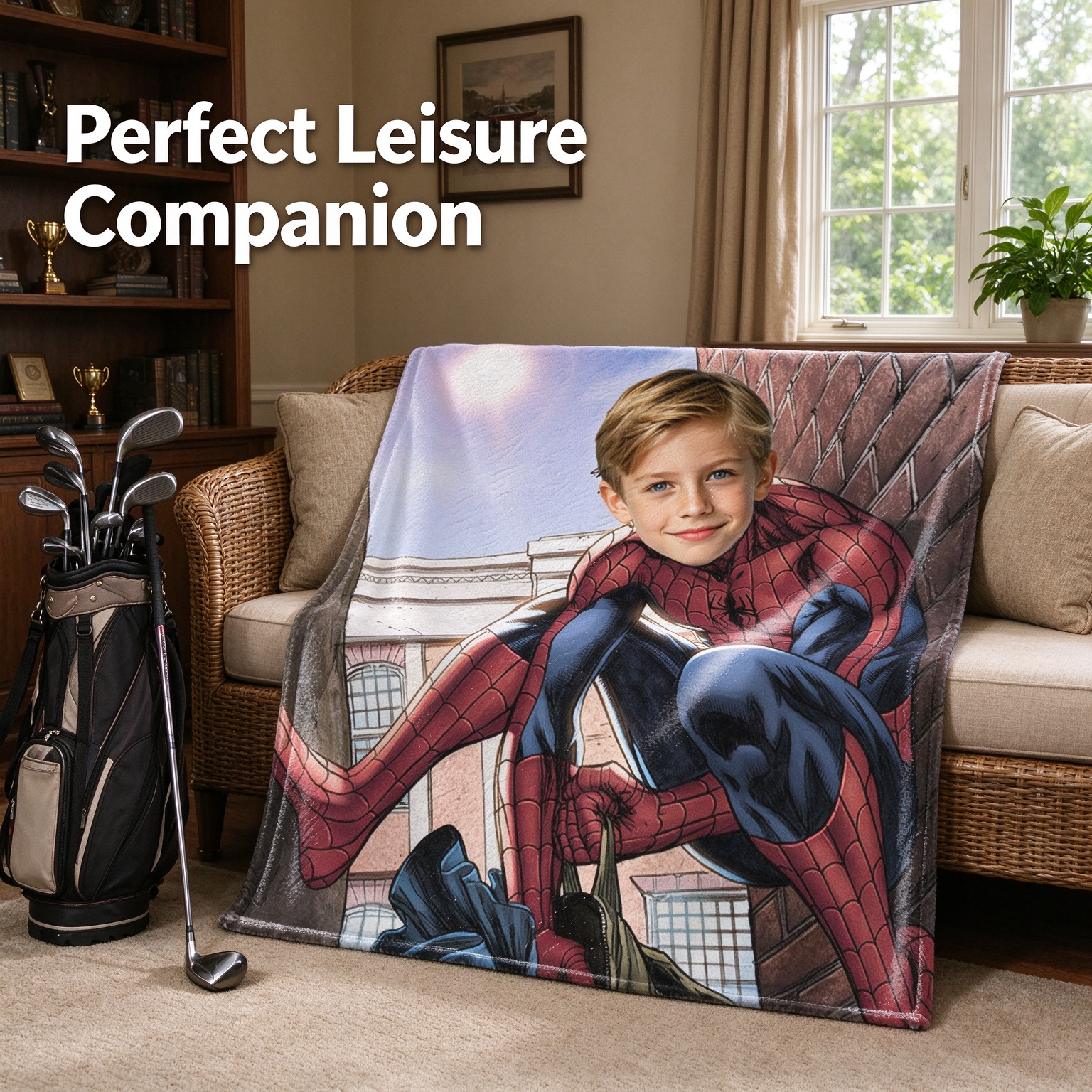 Custom Face Superhero Flannel Blanket, Ultra Soft Comic Portrait Throw, Ideal Personalized Gift for Kids and Comic Fans