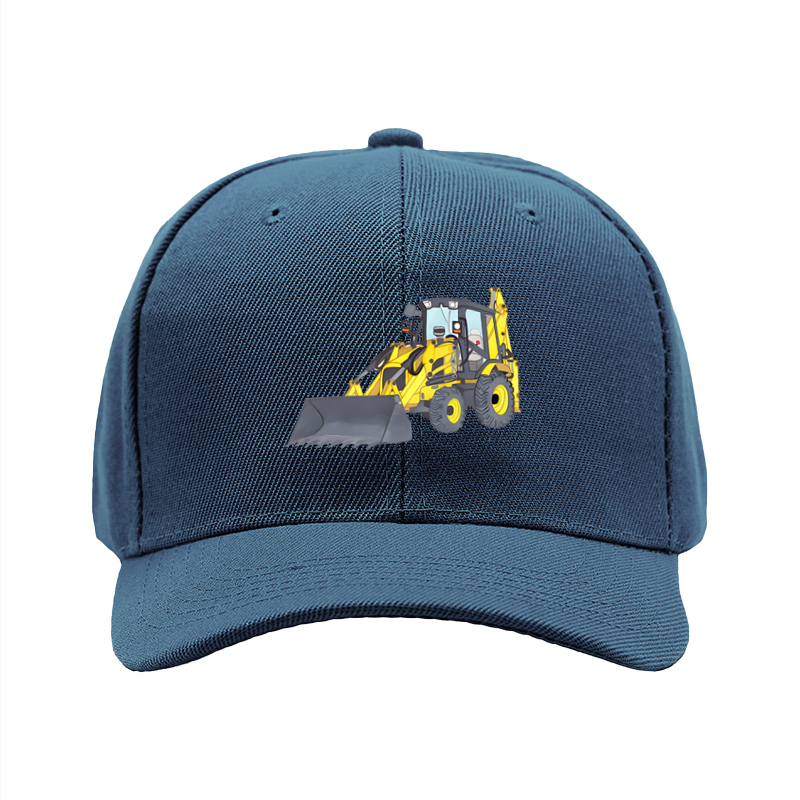 1pc New Baseball Cap with Yellow Excavator Print and Bold Text Design Unisex Adjustable Hat for Outdoor Work and Leisure Activities Suitable for Adults Who Love Construction Machinery and Heavy Equipment Themes