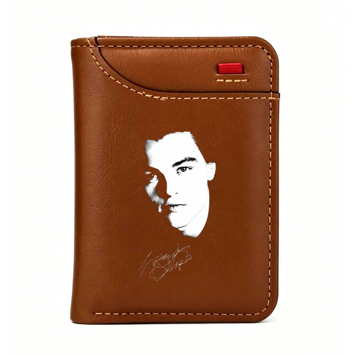 Leonardo DiCaprio Portrait with Signature - Vertical Style Wallet