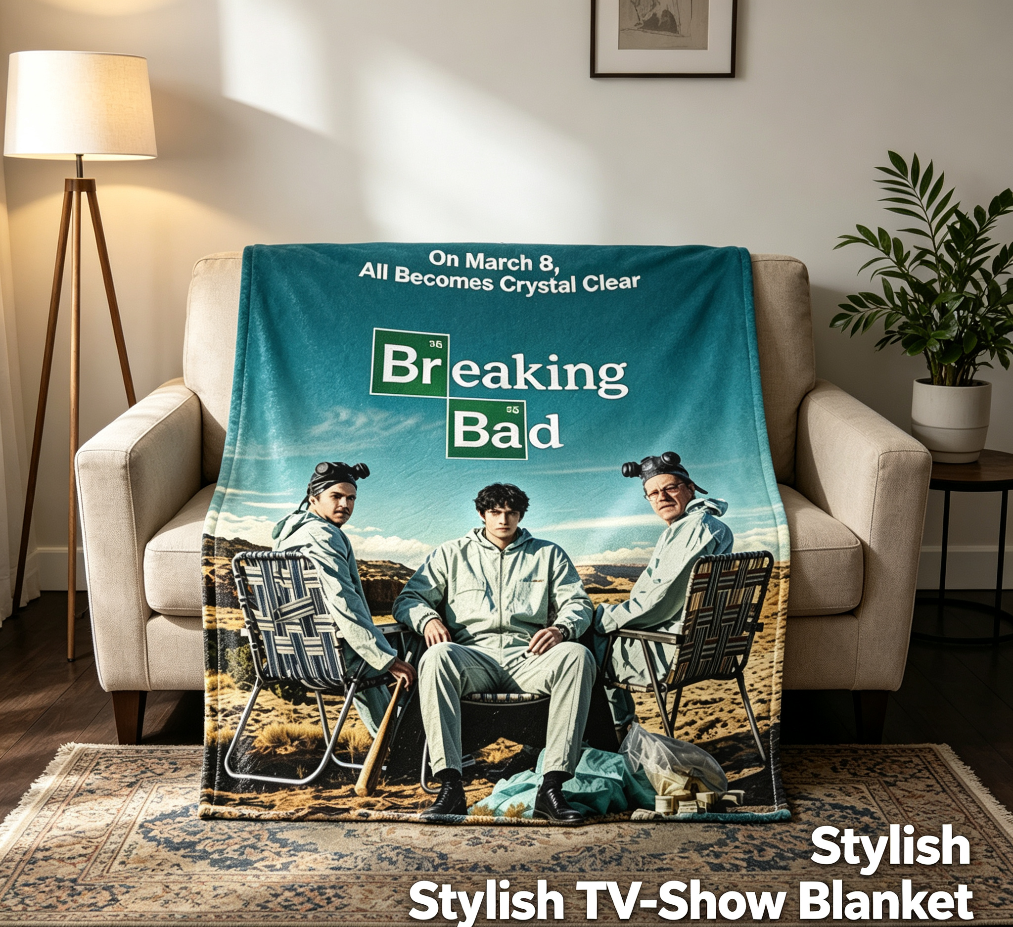Custom Face Blanket Breaking Bad TV Show Flannel Blanket for Couch or Bedding Gift Idea for Fans