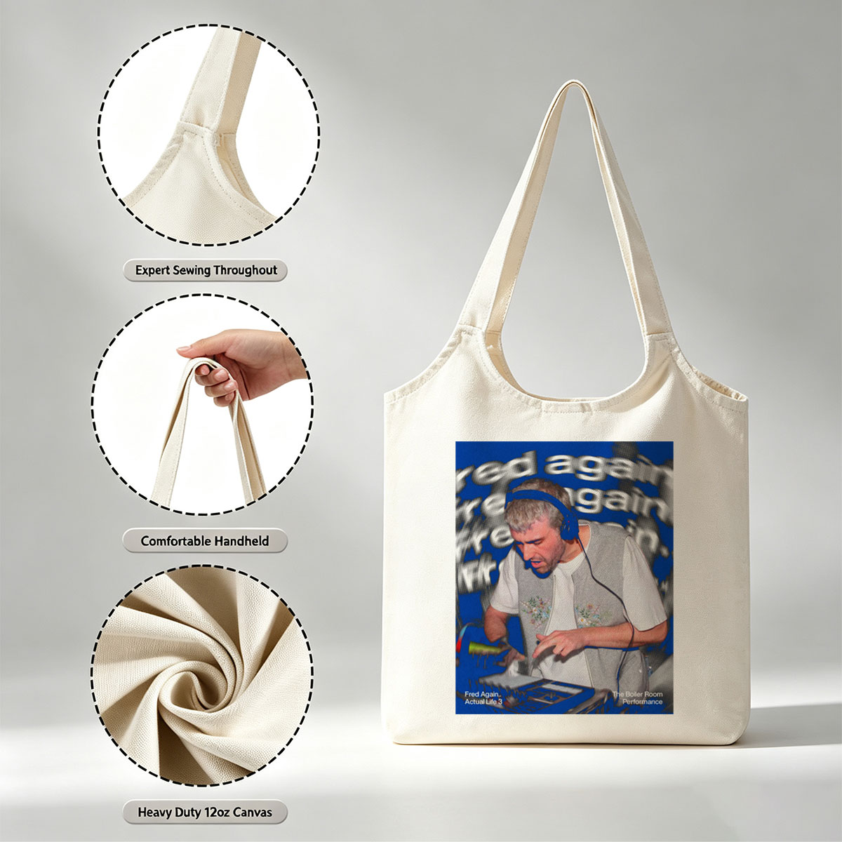 Fred Again.. Live Performance at The Boiler Room DJ Set - Canvas shoulder bags/
