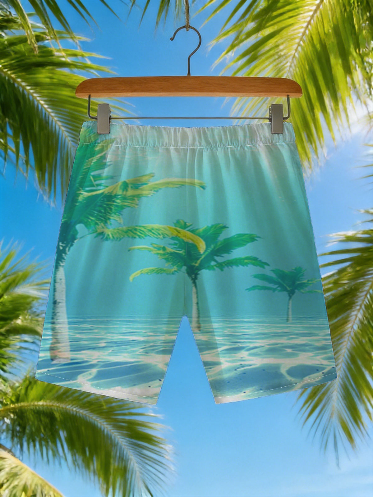 Underwater Palm Trees in Crystal Clear Waters -  Beach shorts