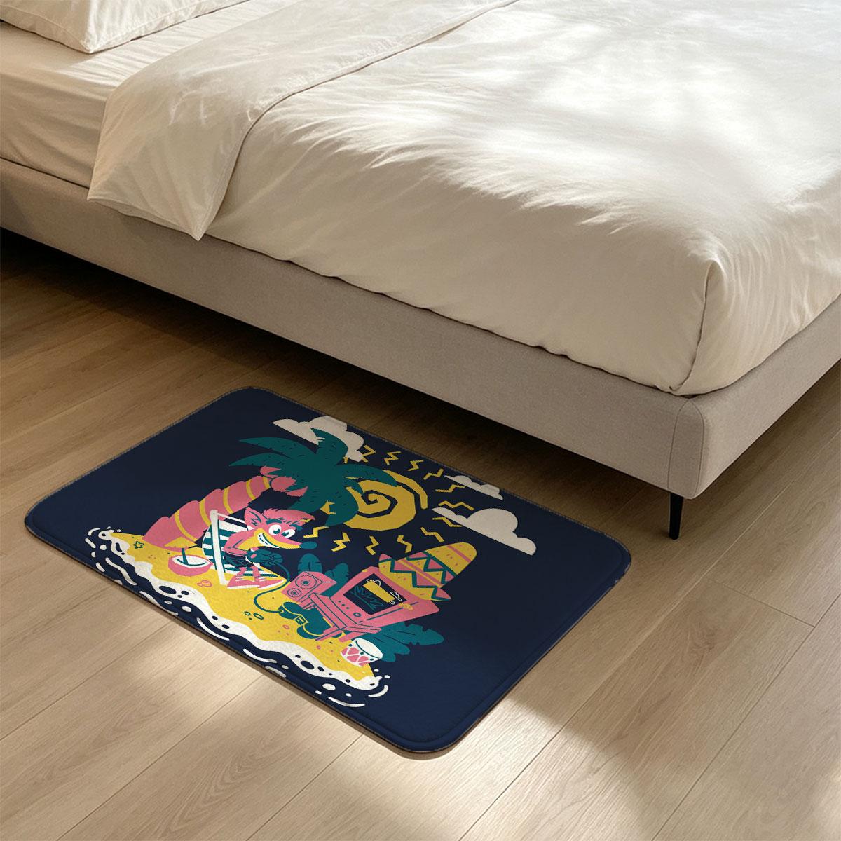 Crash Bandicoot on a Tropical Island with DJ Setup - Flannel floor mat