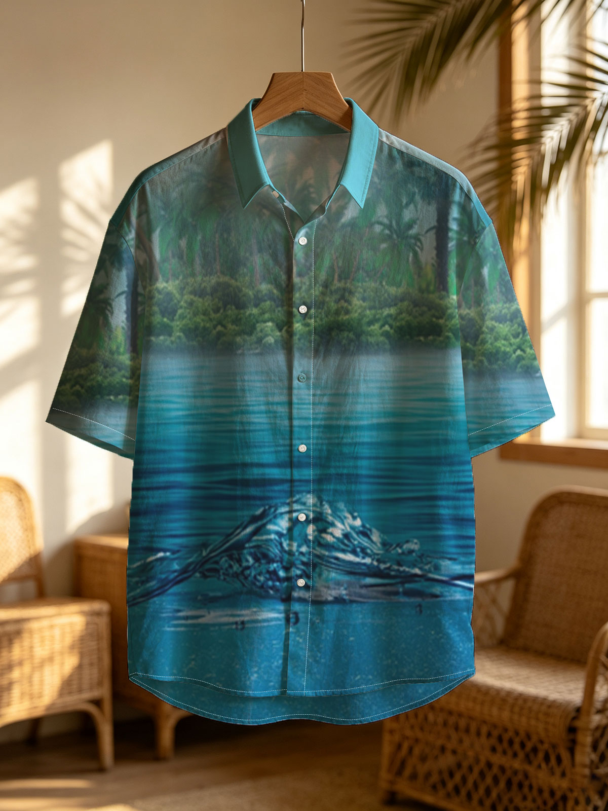 Sunlit Tropical Waters with Palm Trees and Underwater View -  Shirt