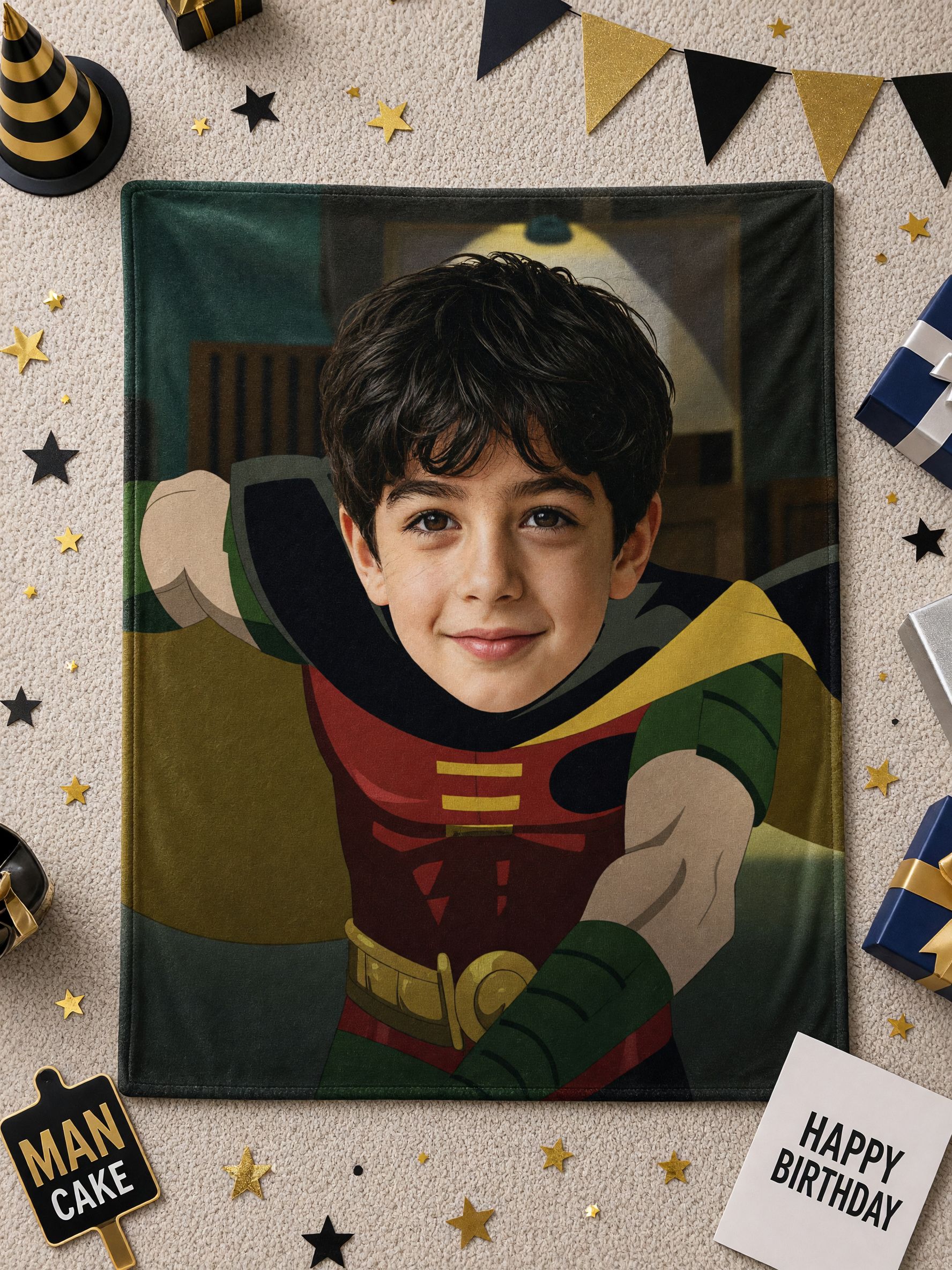 Custom Photo Face Superhero Blanket, Ultra Soft Anti-Pilling Flannel Throw, Ideal Personalized Gift for Kids and Family