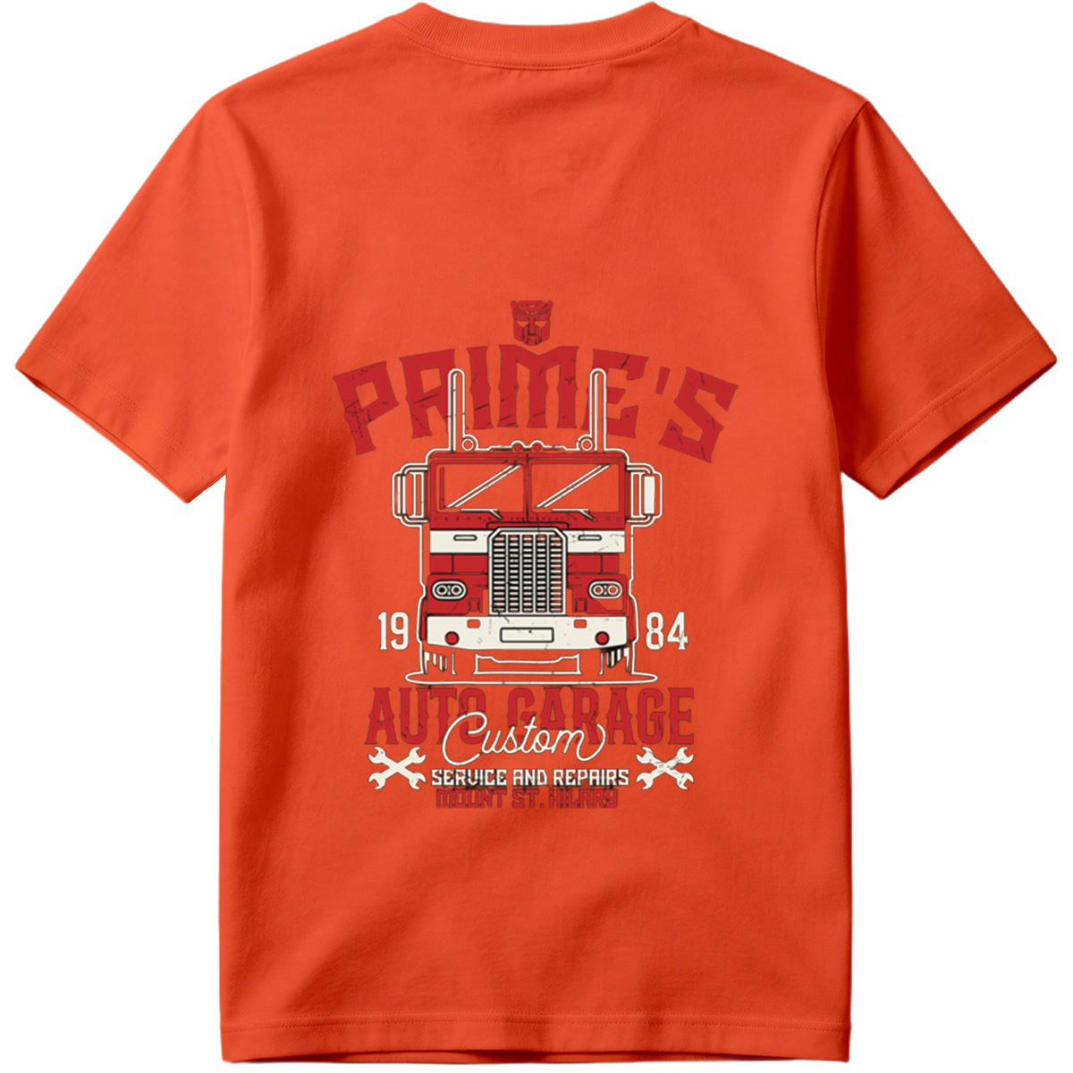Transformers Optimus Prime Auto Garage T-Shirt Design - Tee