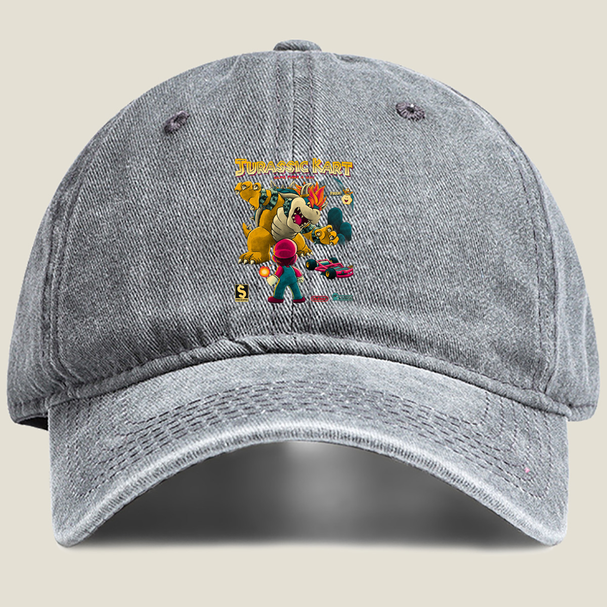 Jurassic Kart: Mario vs Bowser - Washed Denim - Baseball Cap
