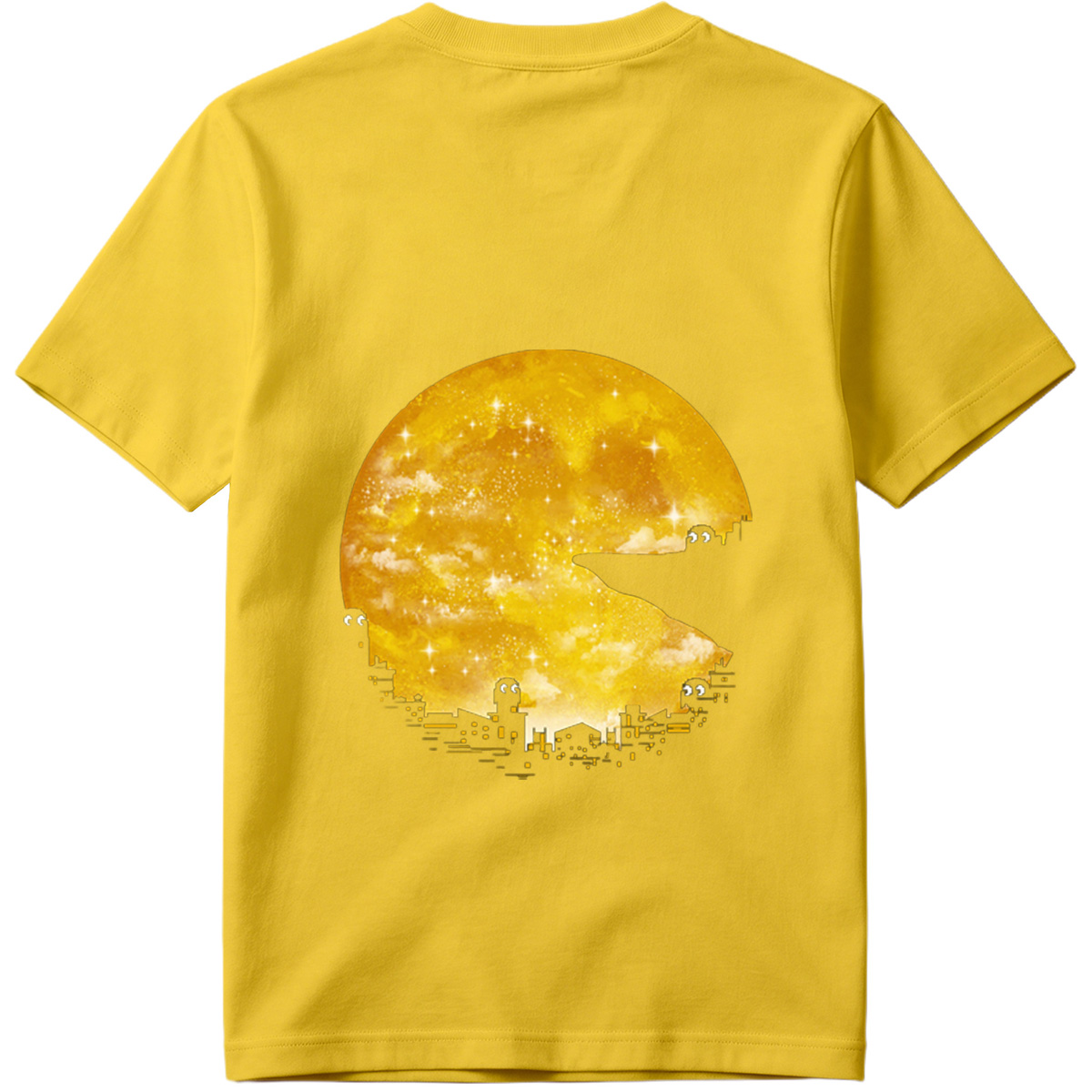 Pac-Man Cityscape Under the Moon - Tee