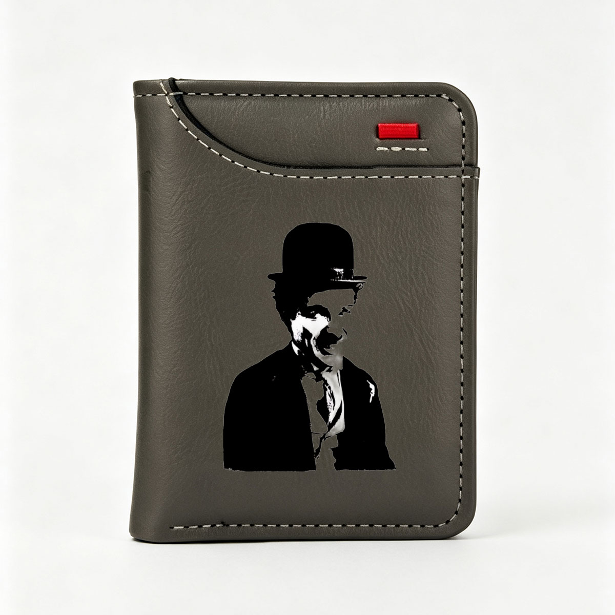 Abraham Lincoln in Top Hat and Suit, Black and White Portrait - Vertical Style Wallet