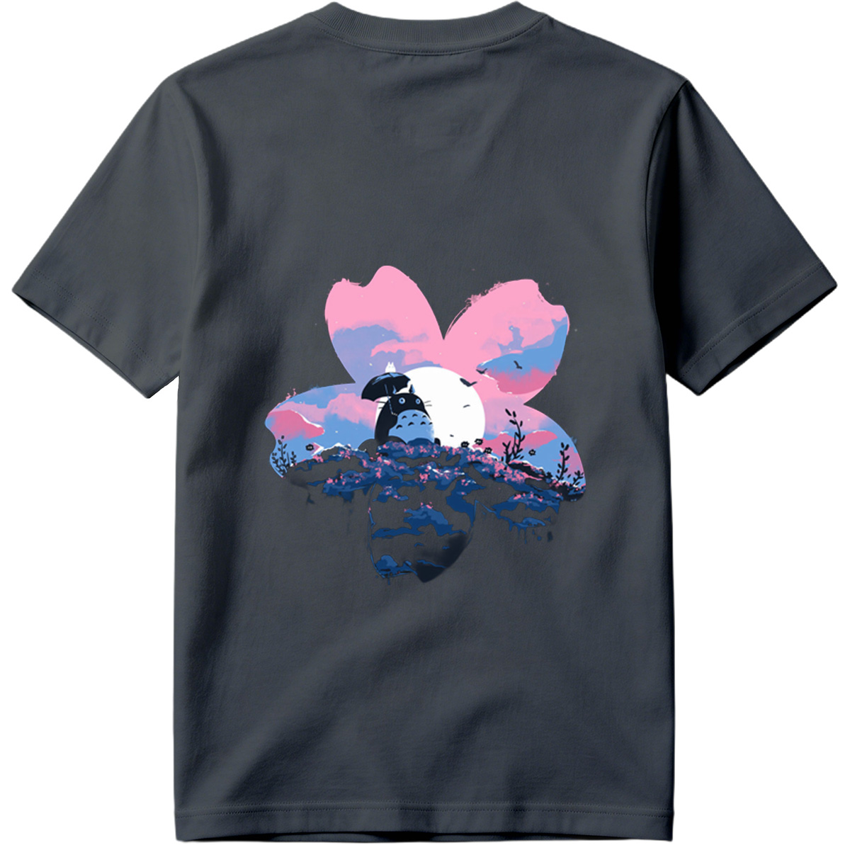 Totoro Under Cherry Blossom Moon - Tee