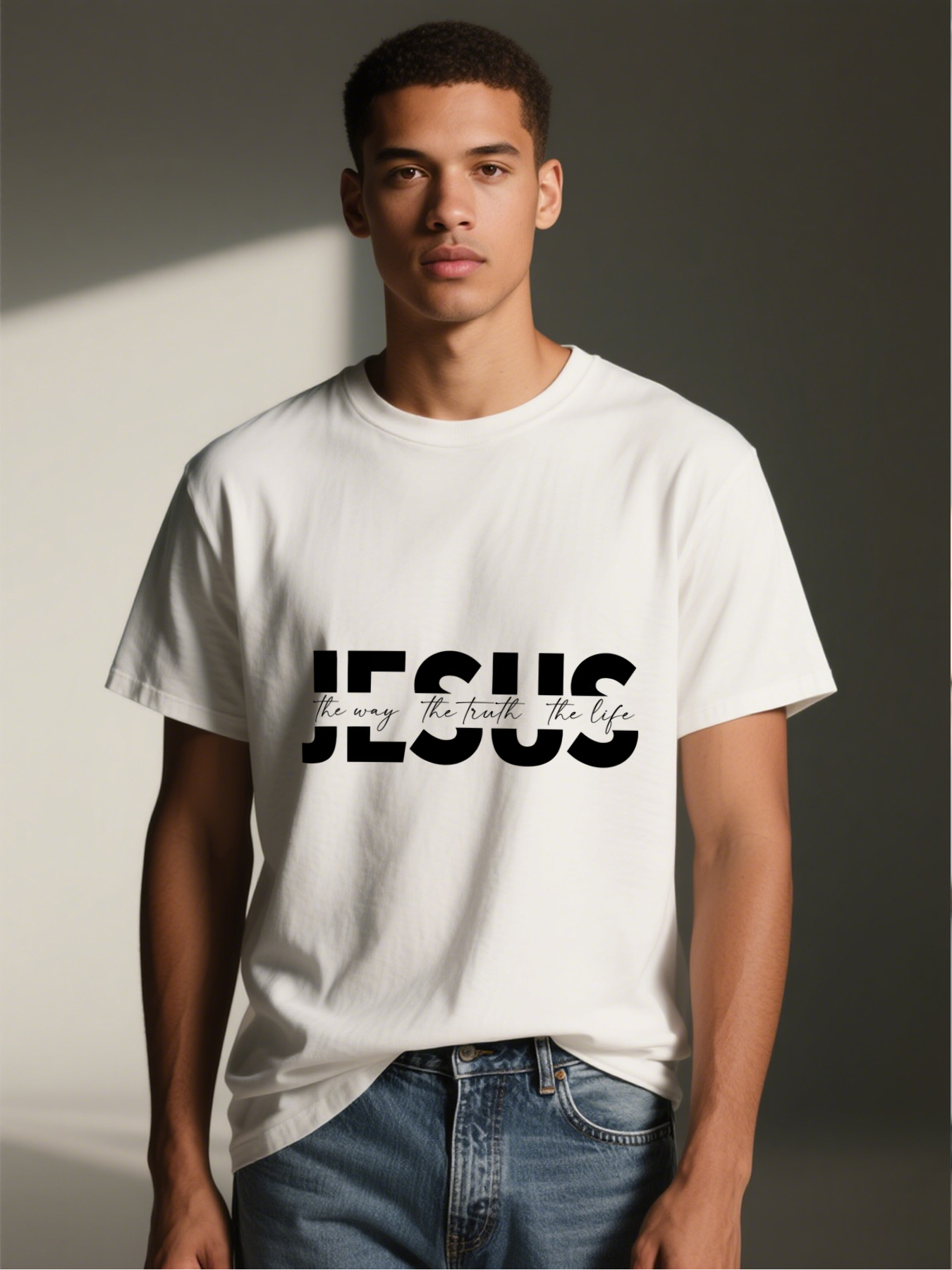 Men's Printed T-Shirt The Way The Truth The Life Casual Round Neck Summer Lightweight Breathable Short Sleeve Tee for Daily Wear Outdoor Activities Adults
