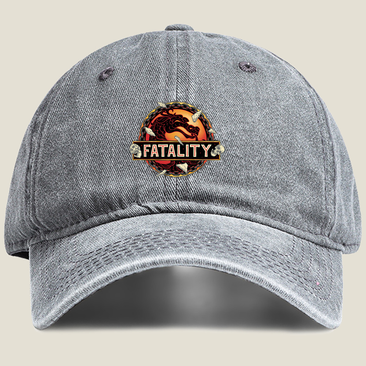 Mortal Kombat Fatality Logo - Washed Denim - Baseball Cap