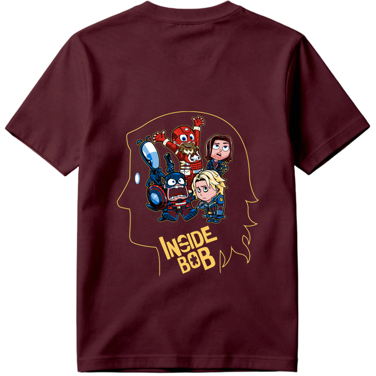 Inside Bob: Captain America, Black Widow, and Thor in Chibi Style - Tee