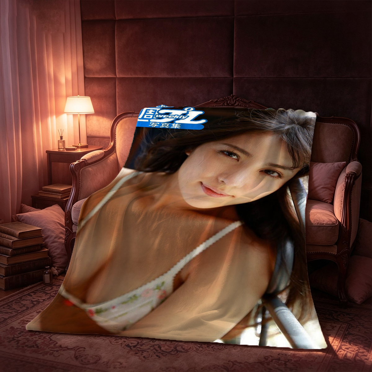 Two Celebrities in Skimpy Outfits Flirting in a Modern Apartment - Blanket
