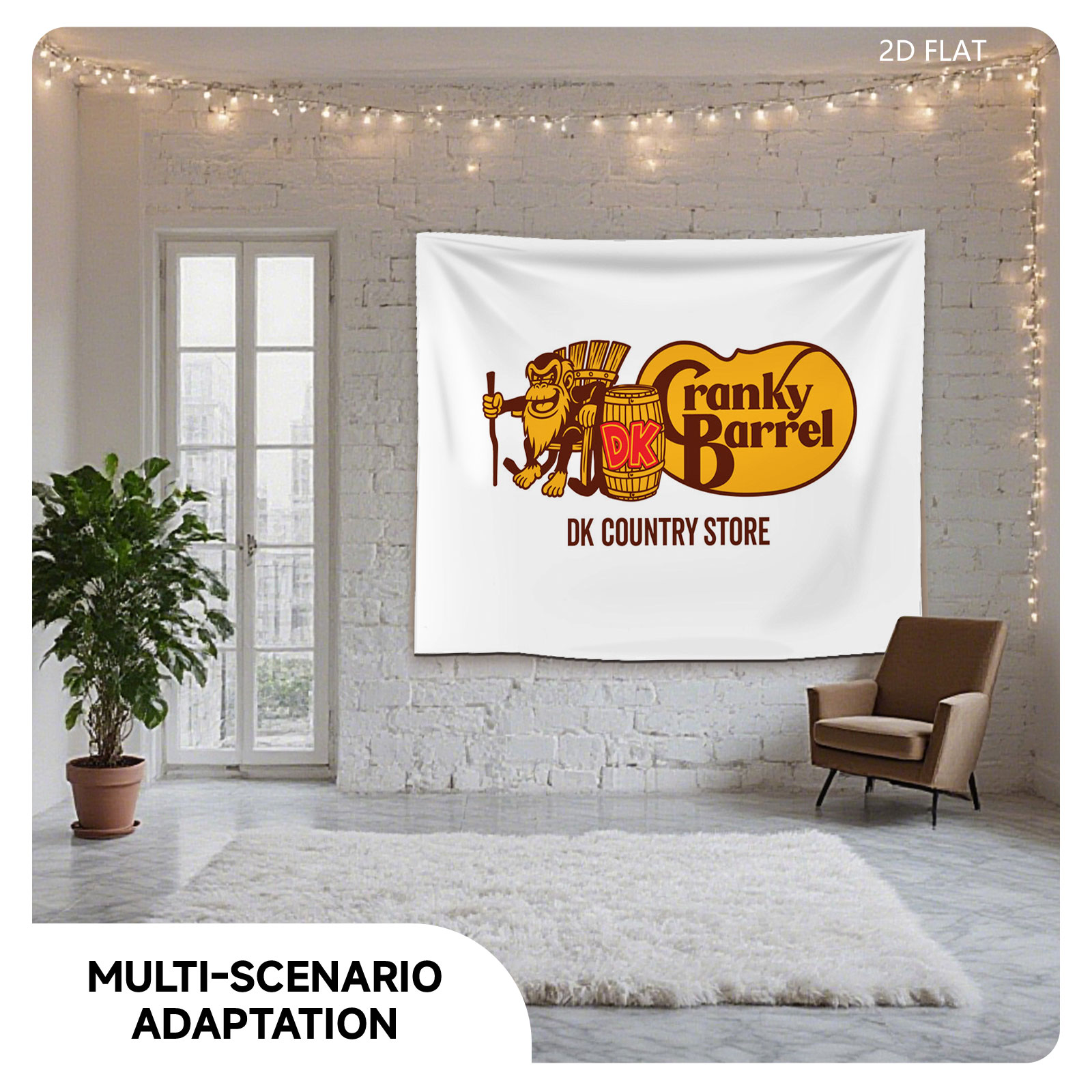 Donkey Kong Cranky Barrel DK Country Store Logo - Tapestry