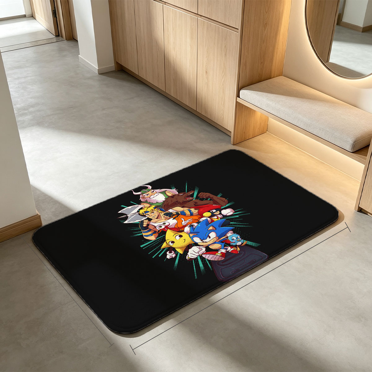 Sonic, Tails, Knuckles, and Friends: Iconic Characters from the Sonic the Hedgehog Universe - Flannel floor mat