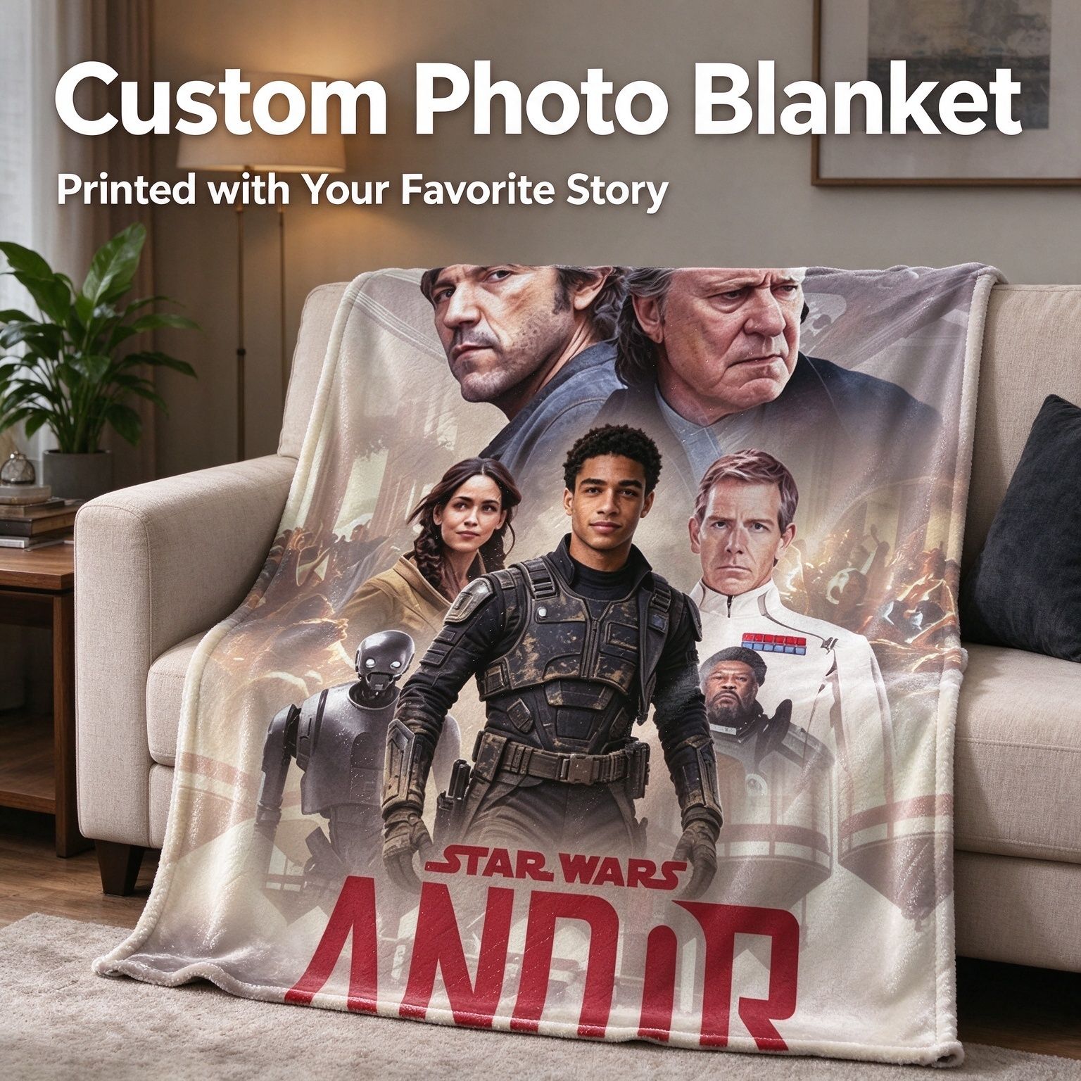 Custom Photo Flannel Fleece Throw Blanket Personalized Movie Character Poster Ultra Soft Skin-Friendly Anti-Pilling
