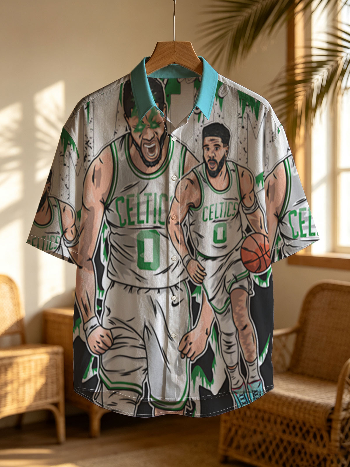 Jayson Tatum in Celtics Uniform, Basketball Action Art -  Shirt