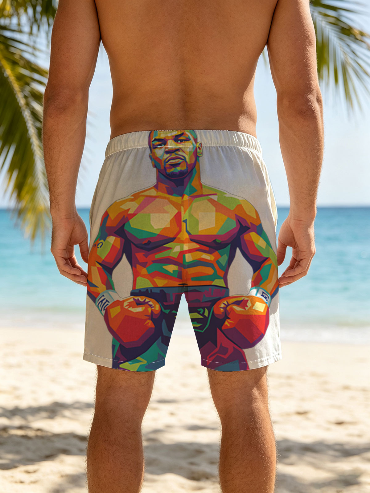 Boxing Legend in Vibrant Colors -  Beach shorts