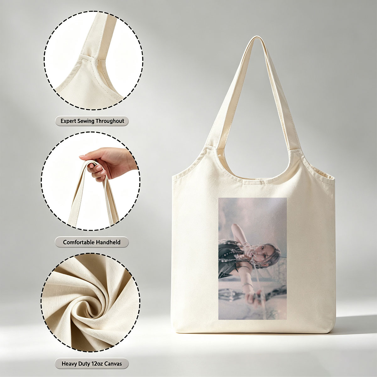 Lisa Blackpink Snowy Landscape Holding Bow and Arrow in Elegant Outfit - Canvas shoulder bags/