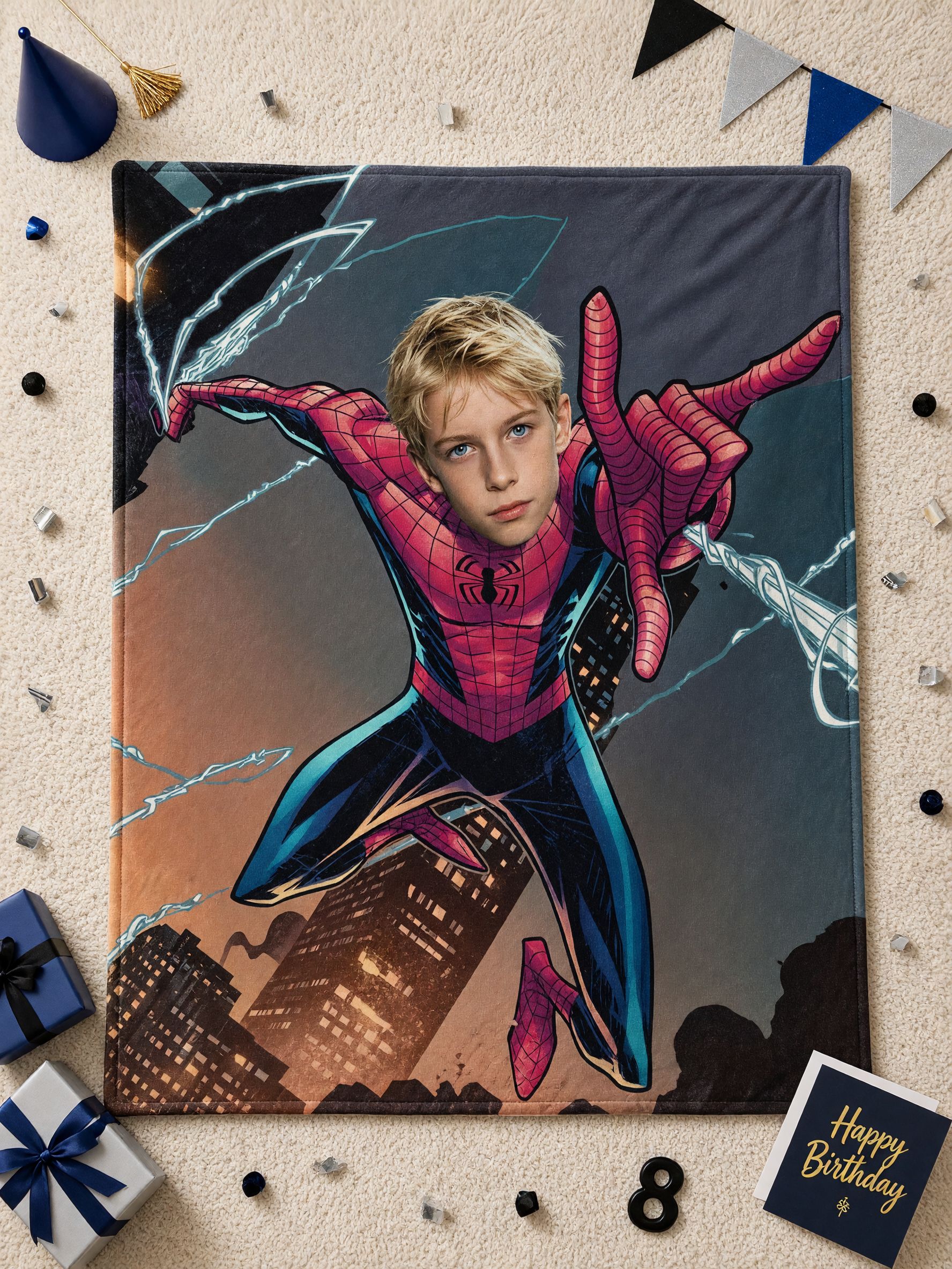 Custom Face Superhero Blanket Personalized Photo Flannel Throw for Kids and Adults Ideal Cozy Keepsake Gift