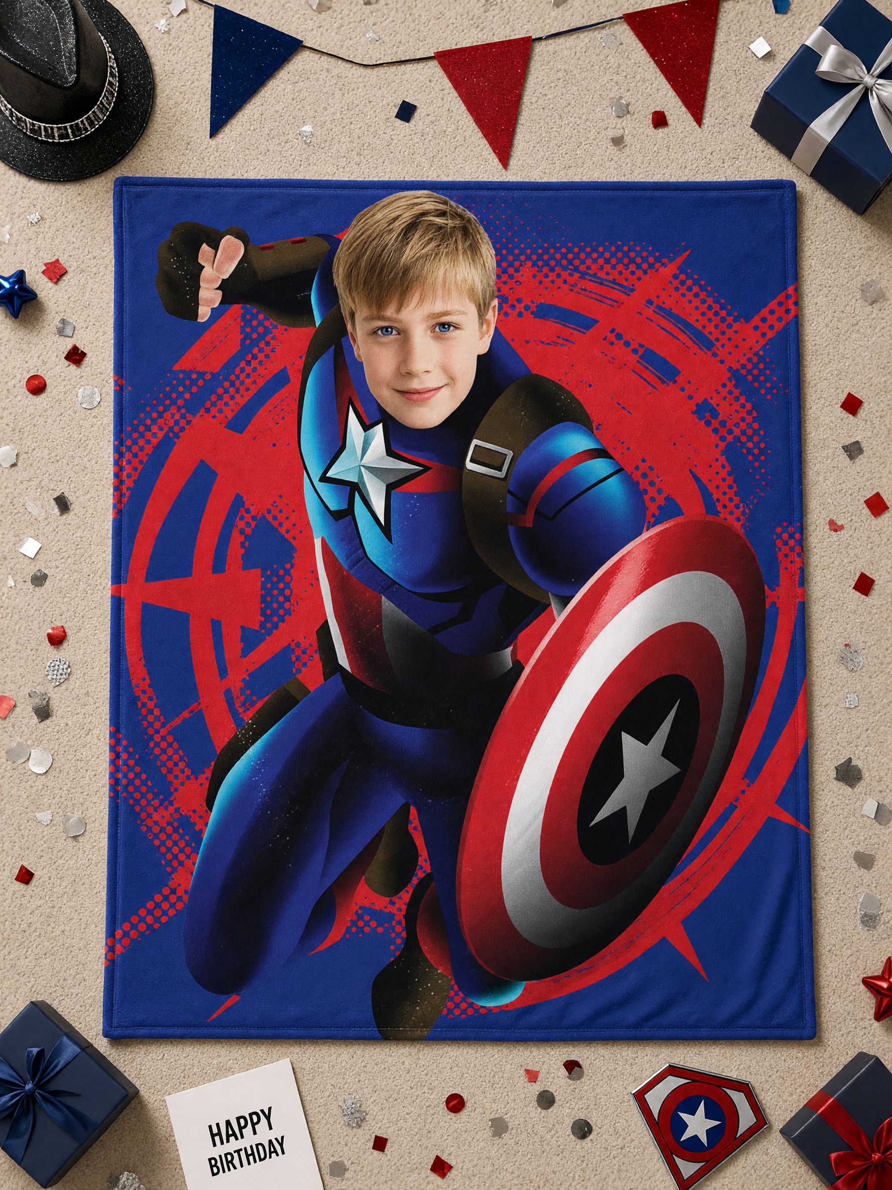 Custom Face Superhero Flannel Blanket Ultra Soft Plush Throw Ideal Personalized Gift for Kids and Superhero Fans