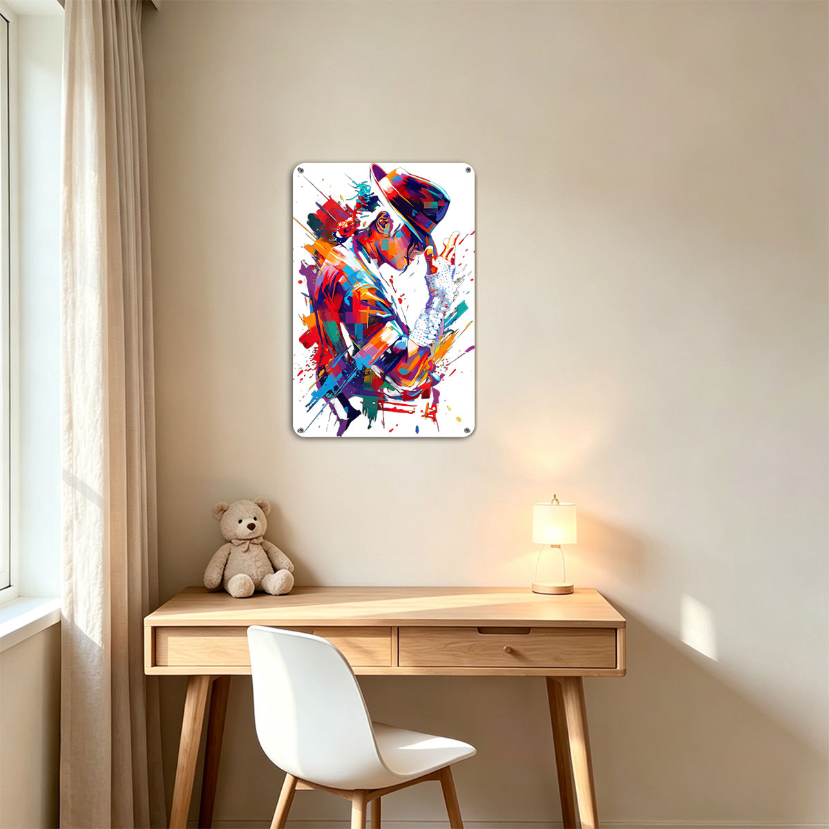 Michael Jackson in Iconic Pose with Colorful Artistic Style - painting