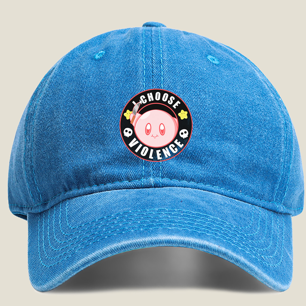 Kirby I Choose Violence - Washed Denim - Baseball Cap