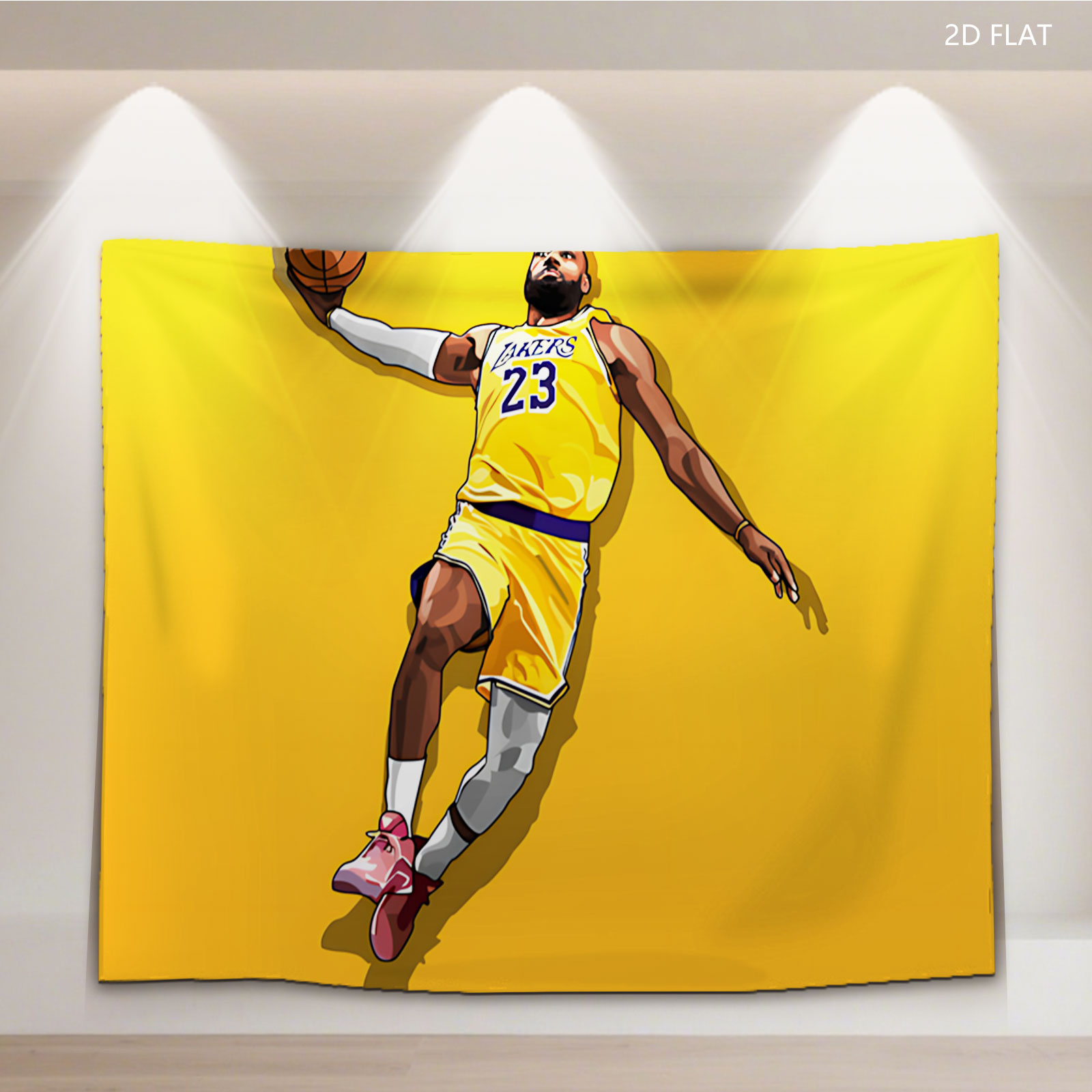 LeBron James in Lakers Jersey, Number 23, Mid-Air Basketball Action - Tapestry