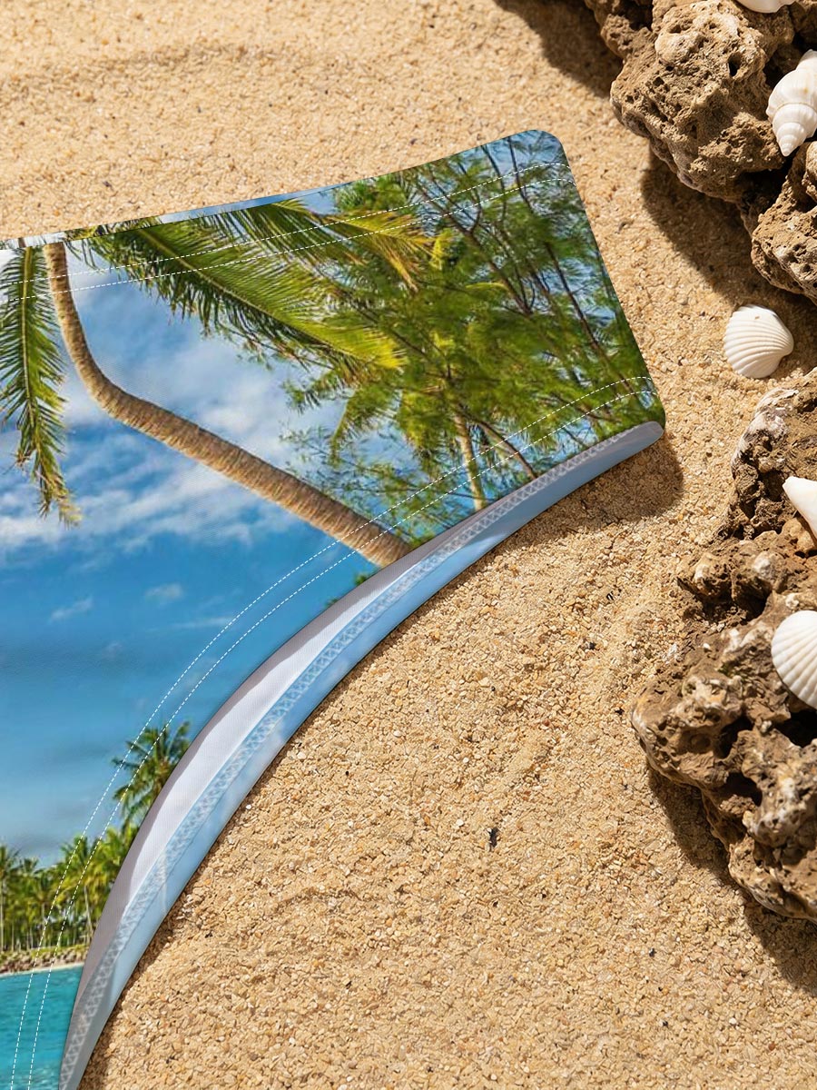 Tropical Beach with Palm Trees and Crystal Clear Water -  Men's swim trunks
