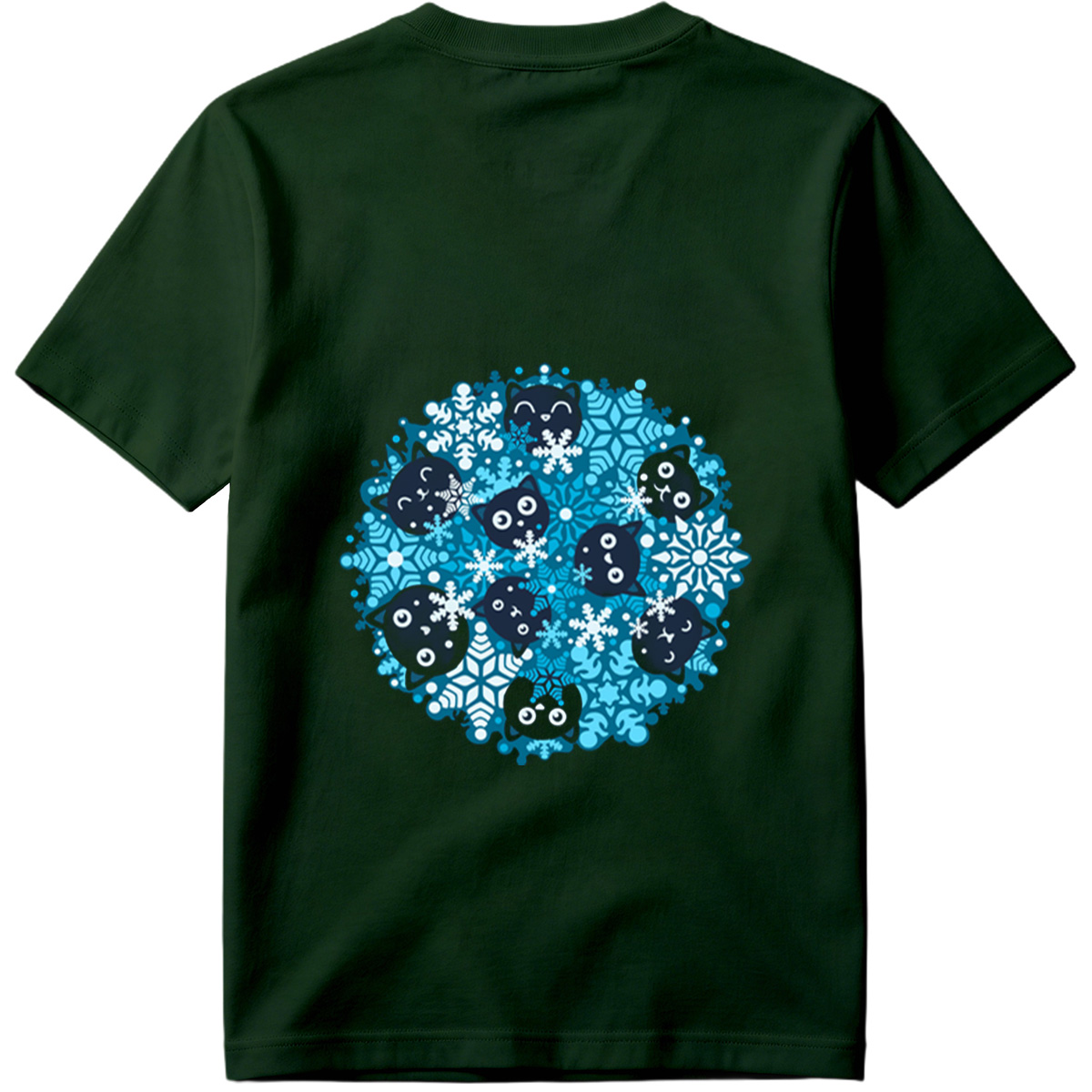 Black Cats and Snowflakes Winter Pattern - Tee