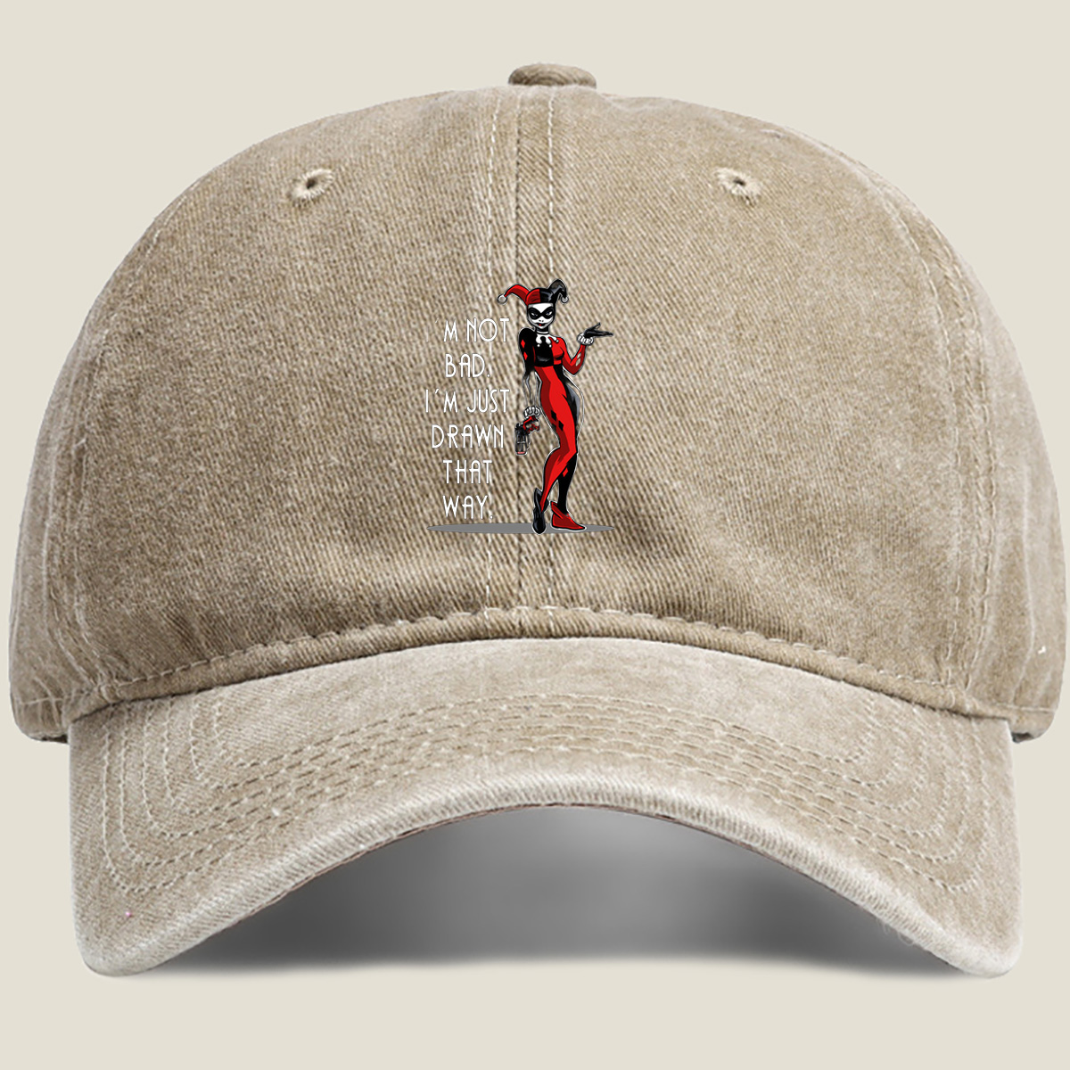 Harley Quinn: I'm Not Bad, I'm Just Drawn That Way - Washed Denim - Baseball Cap
