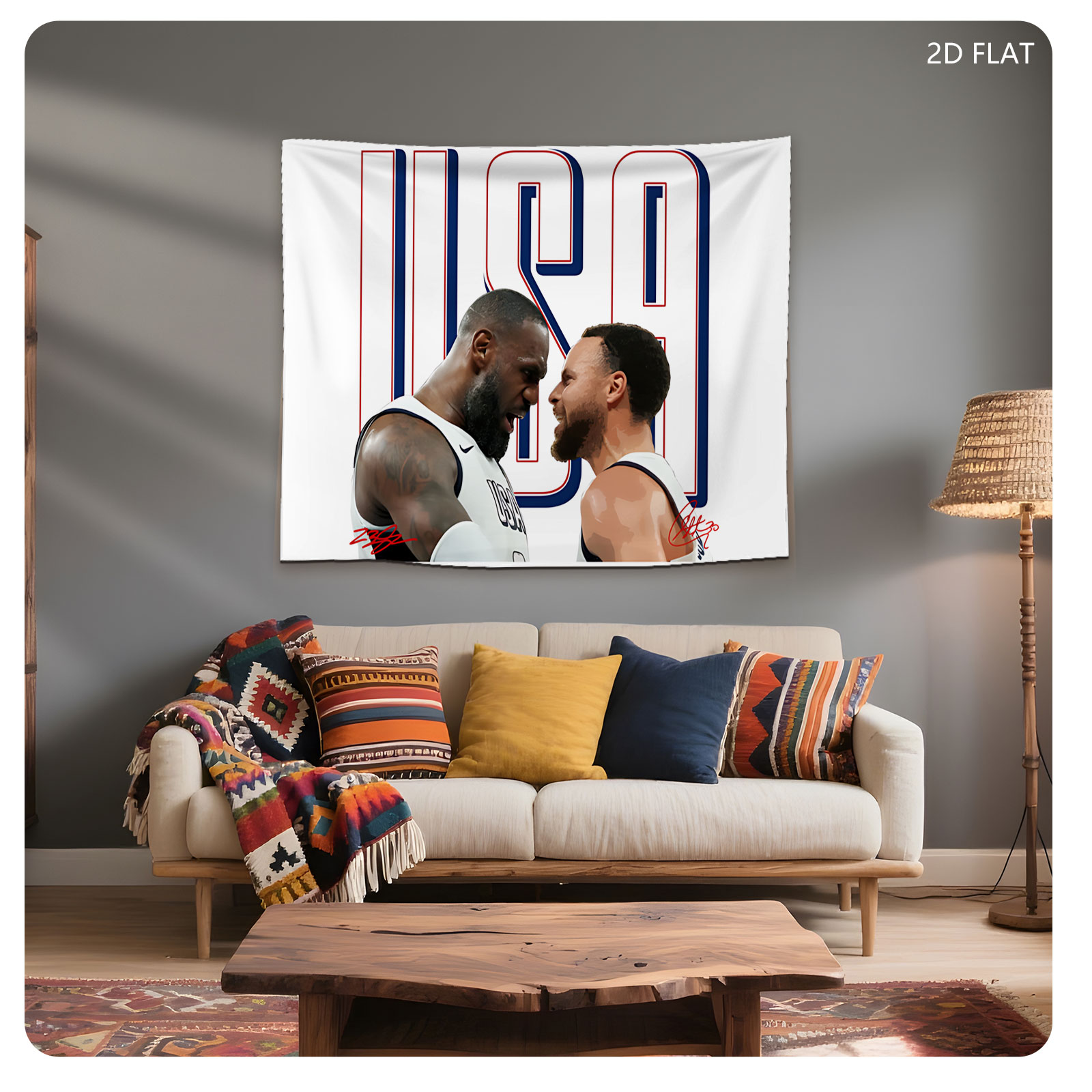 James and Curry: USA Basketball Stars at 2024 Paris Olympics - Tapestry