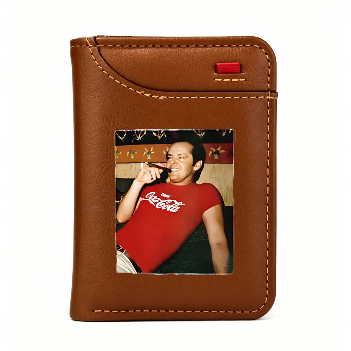 Jack Nicholson in Red Coca-Cola Shirt with Cigar - Vertical Style Wallet
