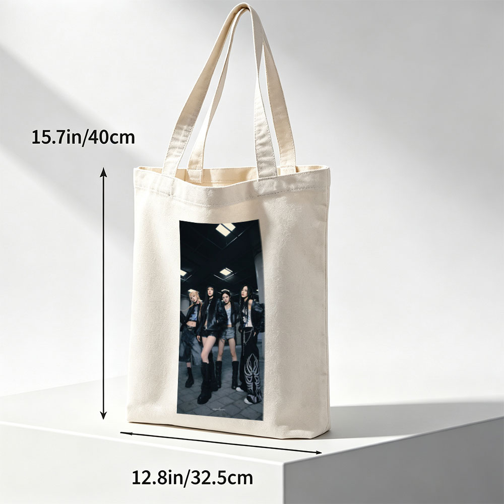 BLACKPINK in Underground Style - Four Members Pose in Edgy Leather Outfits with Bold Fashion Statements - Canvas tote bags