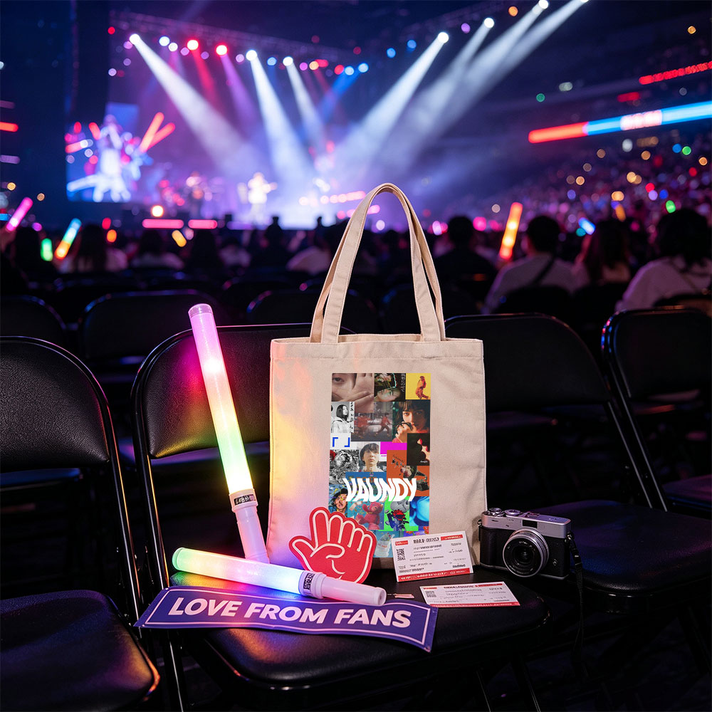 VAUNDY in a vibrant collage of artistic scenes featuring expressive faces, colorful imagery, and dynamic visuals - Canvas tote bags