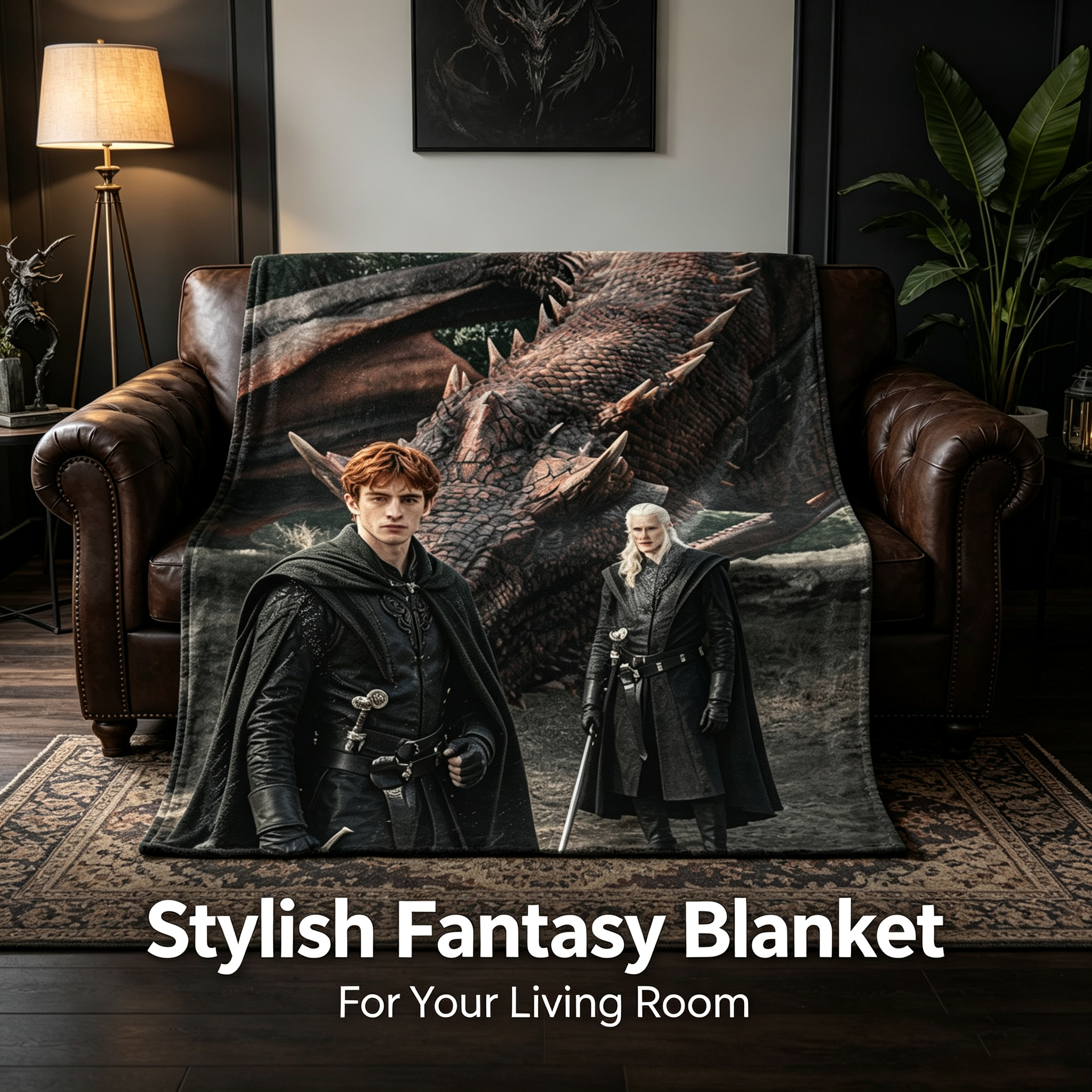 Custom Face Blanket House of the Dragon Characters Flannel Blanket for Fans and Collectors – Perfect Gift or Giveaway for Fantasy Enthusiasts