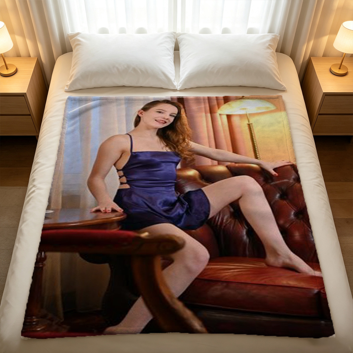 Gemma Arterton Nude on Bed with Legs Spread - Blanket