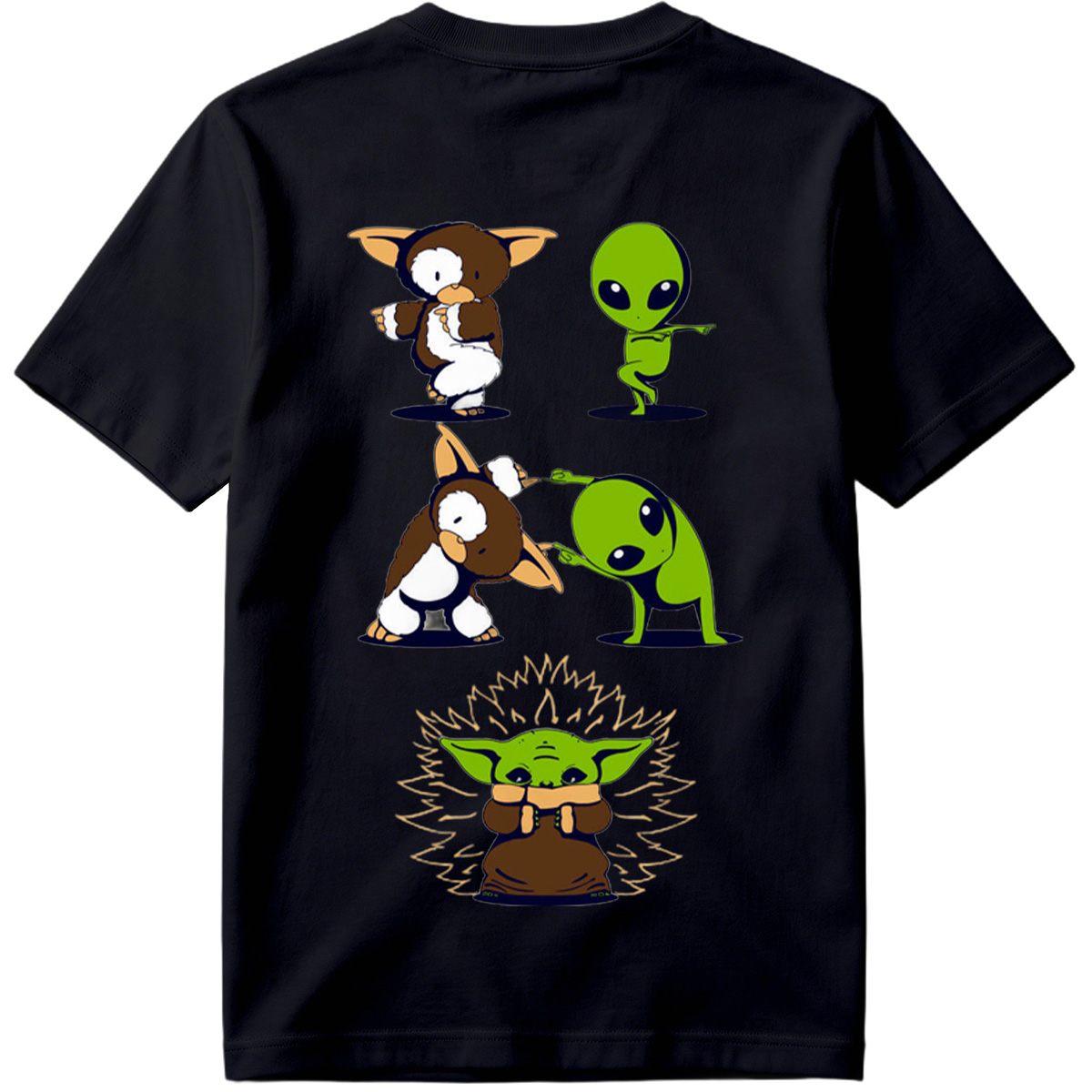 Diddy Kong, Alien, and Baby Yoda in Playful Poses - Tee