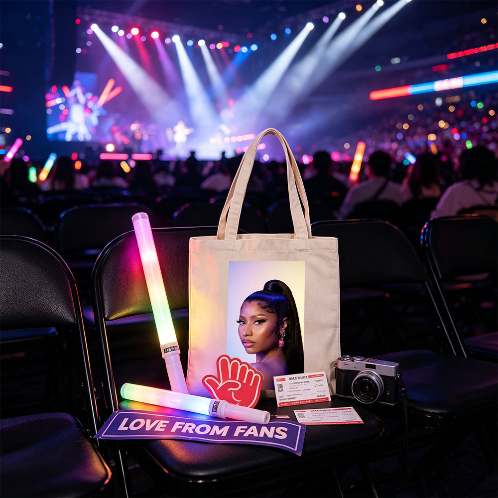Nicki Minaj in a Stunning Portrait with Bold Makeup and High Ponytail Under Purple Lighting - Canvas tote bags