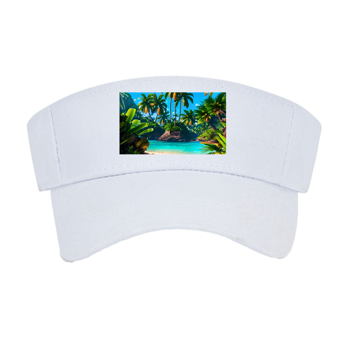 Tropical Paradise Beach with Palm Trees and Crystal Clear Water -  Visor cap