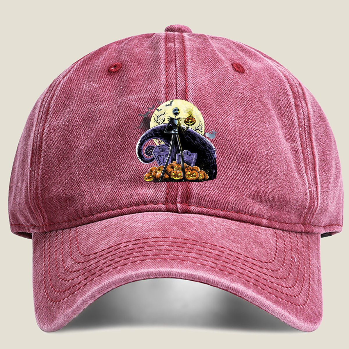 The Nightmare Before Christmas - Jack Skellington and Pumpkin King - Washed Denim - Baseball Cap