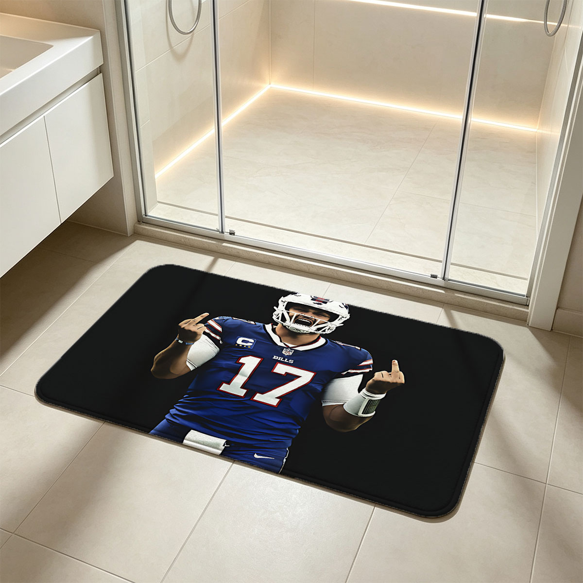 Josh Allen, Buffalo Bills QB #17, Captain, NFL Football Player - Flannel floor mat