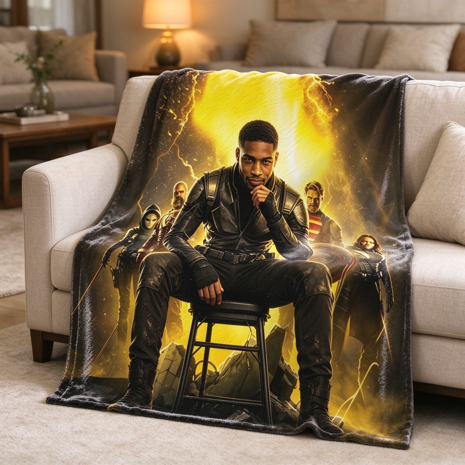 Custom Photo Face Blanket Ultra Soft Flannel Throw Personalized Superhero Portrait Gift Bed Couch
