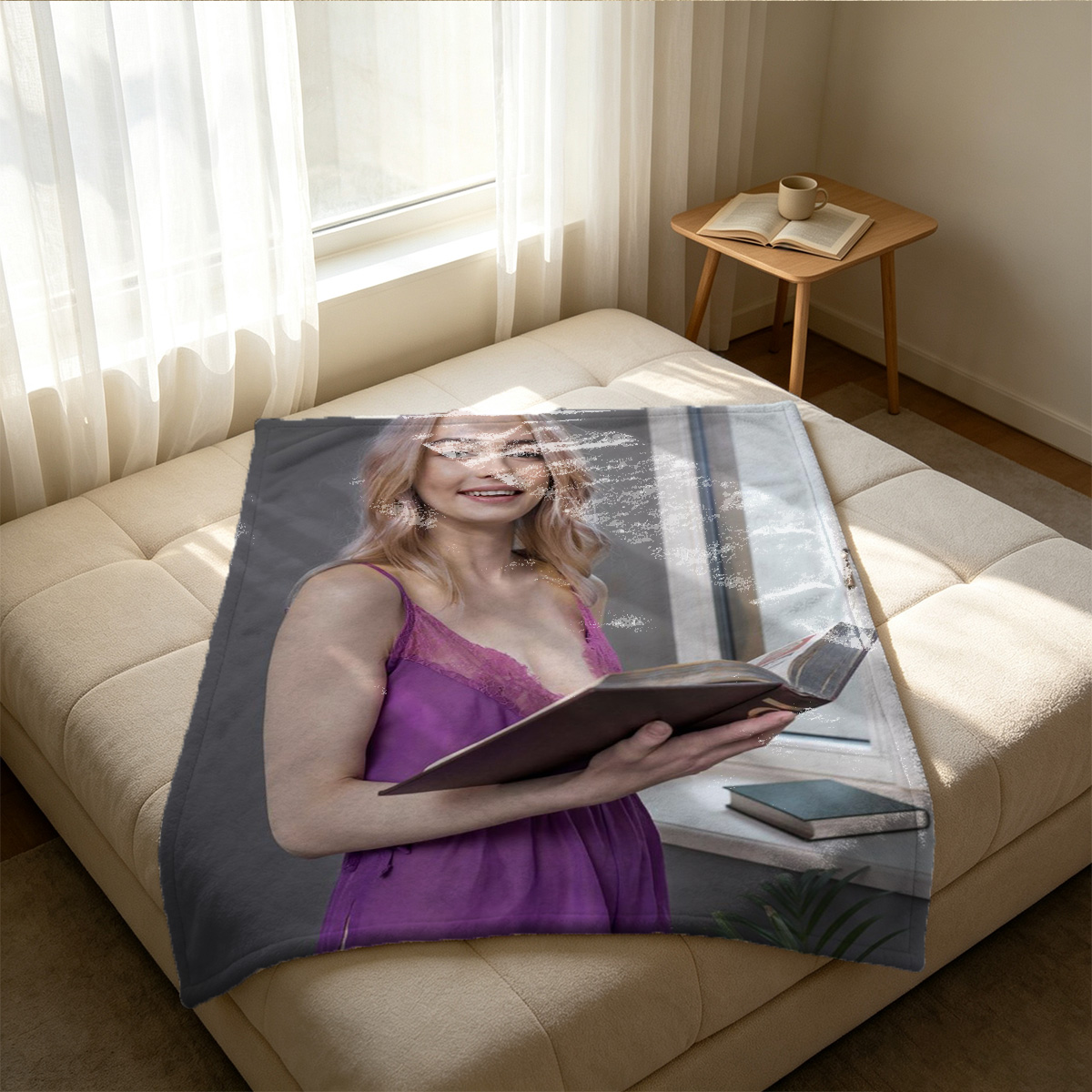 Emma Stone nude on a balcony overlooking the sea - Blanket