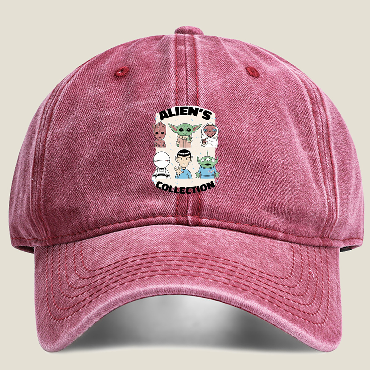 Alien's Collection: Groot, Yoda, Jabba, Baymax, Spock, and Alien - Washed Denim - Baseball Cap
